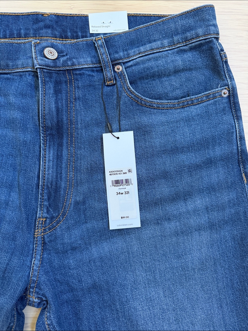 Calvin Klein Men's Relaxed Jeans in Medium Blue Denim